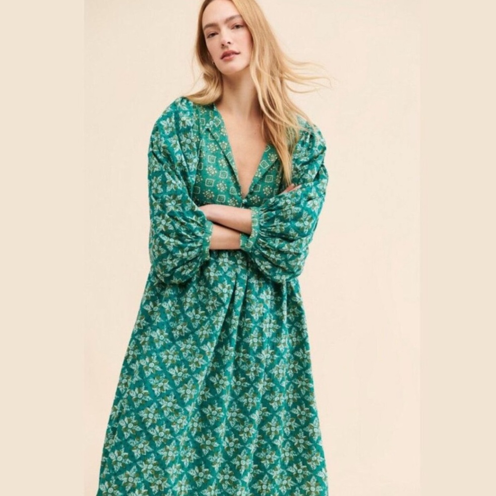 Free People Teal Green Floral Maxi Dress